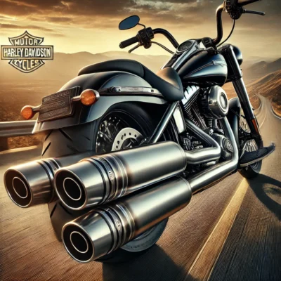Moto de tourisme Harley Road King avec système d'échappement double