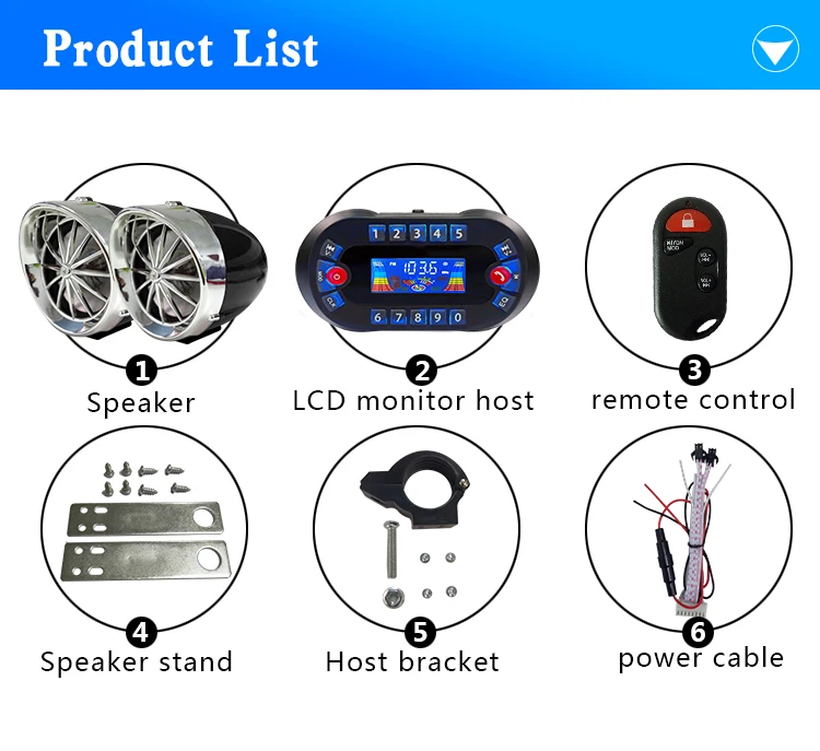 Motorcycle audio kit package contents for BSA B35 250 Over Head Valve