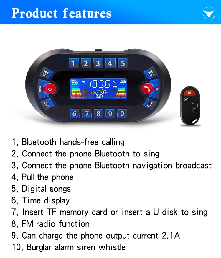 Motorcycle Bluetooth audio system with LCD monitor and remote for BSA B35 250 Over Head Valve