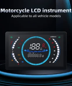 Motorcycle Speedometer Universal LED Digital Gauge RPM Dashboard Adjustable 7 inch LCD Digital Speedometer With Temperature Gear