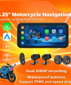 Portable 6.25" IP67 Waterproof Motorcycle GPS Navigation with Wireless CarPlay & Android Auto FOR MOTORCYCLE