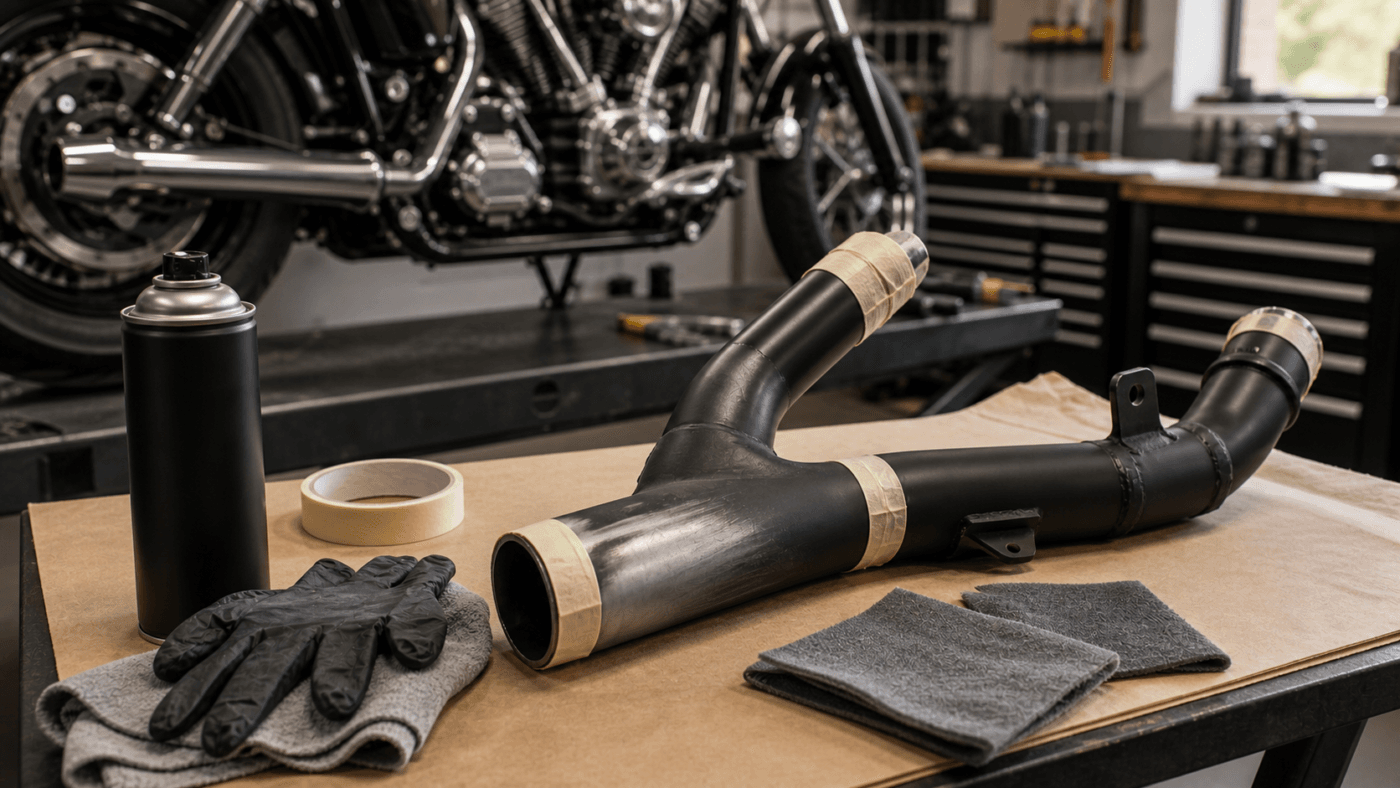 Best motorcycle exhaust paint high-temperature coating applied to exhaust pipe