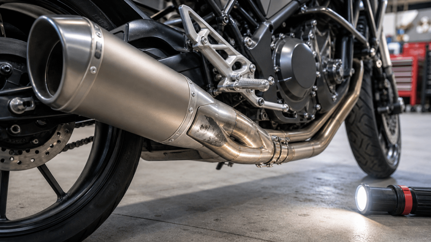 Motorcycle exhaust popping causes leak and tuning guide
